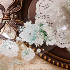 Vintage Floral & Snowflake Die-Cut PET Tape – Icy Mint
