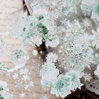 Vintage Floral & Snowflake Die-Cut PET Tape – Icy Mint