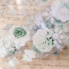 Vintage Floral & Snowflake Die-Cut PET Tape – Icy Mint