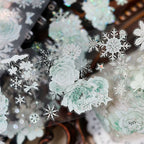 Vintage Floral & Snowflake Die-Cut PET Tape – Icy Mint