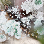Vintage Floral & Snowflake Die-Cut PET Tape – Icy Mint
