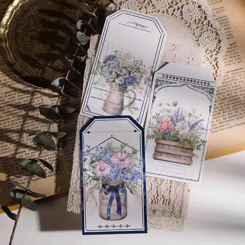 Autocollants vintage en vélin à motif floral | Bouquet aux tons pastel doux