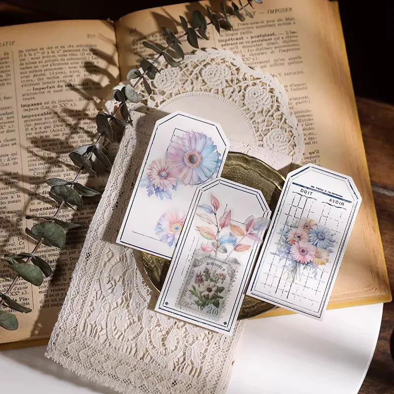 Vintage Floral Vellum Stickers | Soft Pastel Bouquet