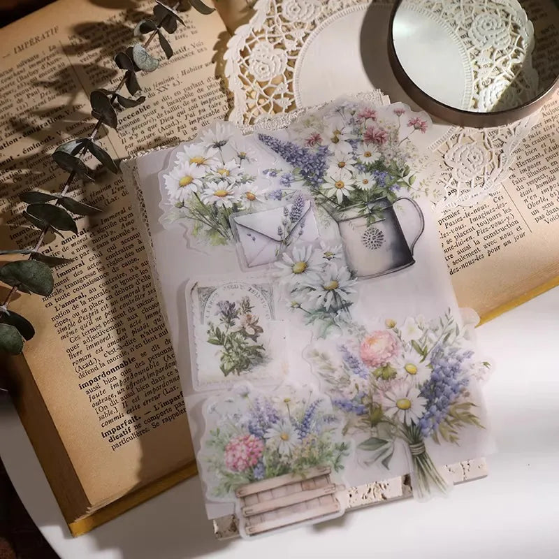 Vintage Floral Vellum Stickers | Soft Pastel Bouquet