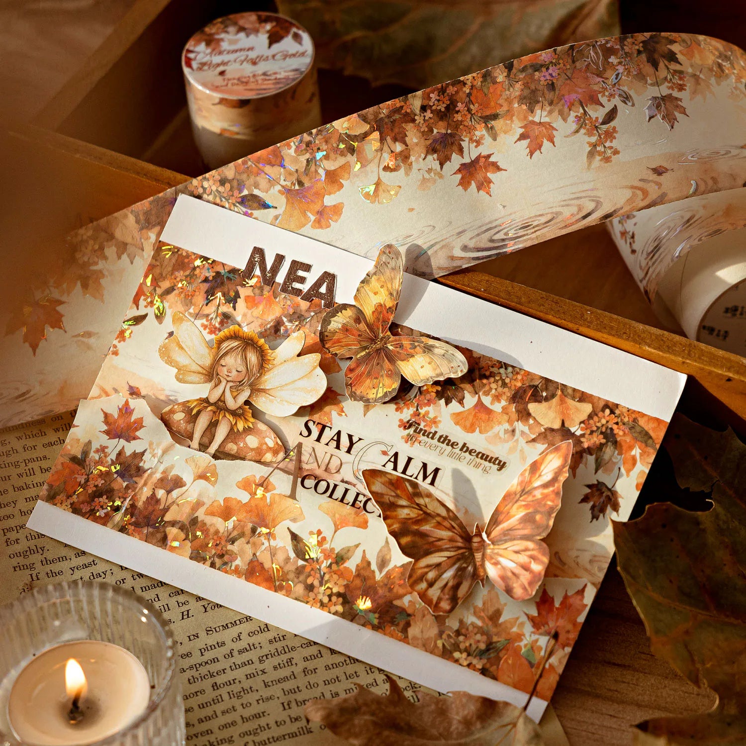 Vintage Floral Washi Tape | Reflective Details with Flowers, Leaves & Snowflakes