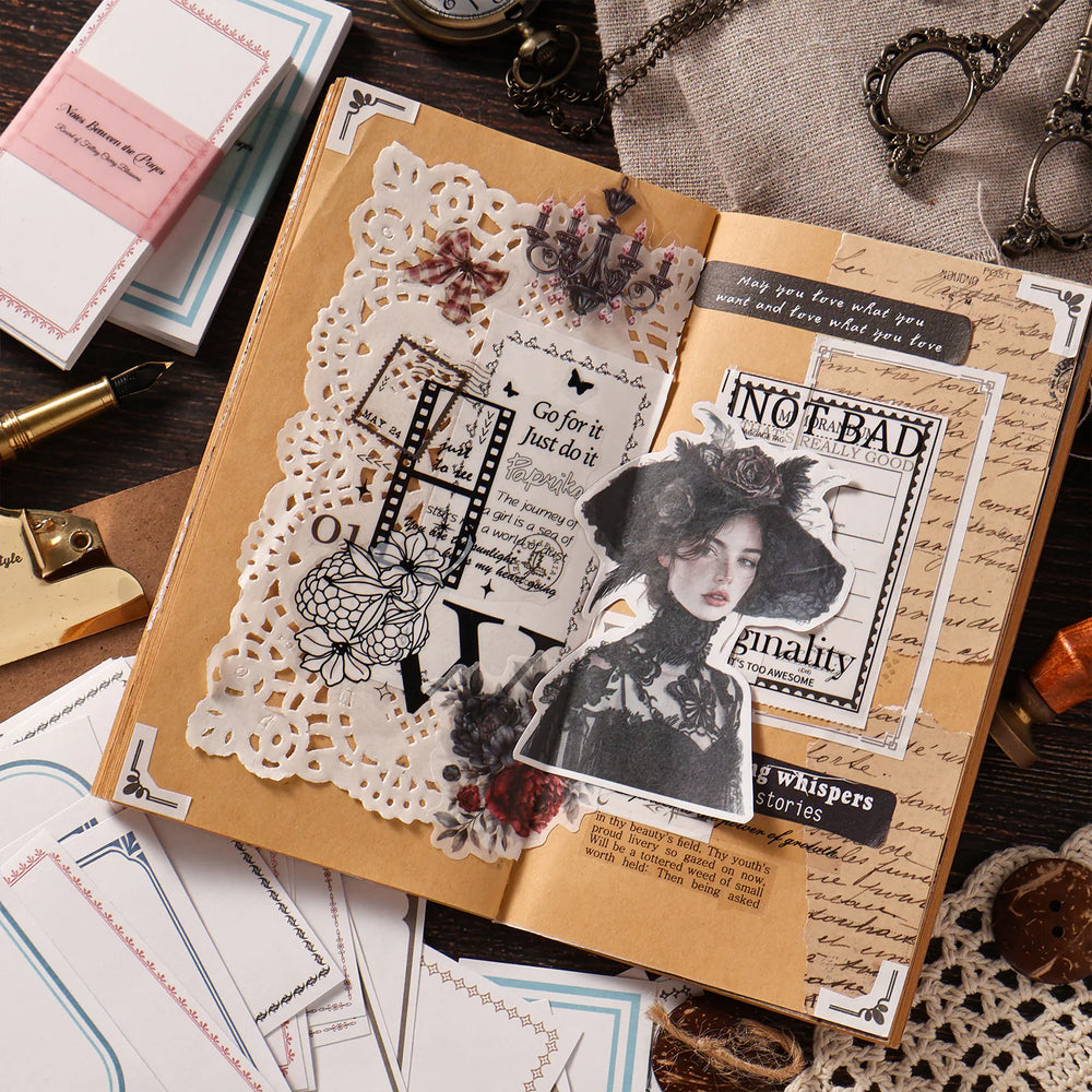 Vintage Frame Memo Stickers – Kraft Paper Notes