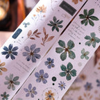 Vintage Green Floral Washi Tape PET Tape for Journaling