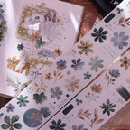 Vintage Green Floral Washi Tape PET Tape for Journaling