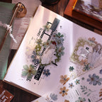 Vintage Green Floral Washi Tape PET Tape for Journaling