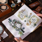 Vintage Green Floral Washi Tape PET Tape for Journaling