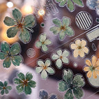 Vintage Green Floral Washi Tape PET Tape for Journaling