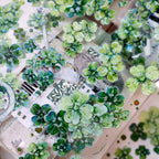 Vintage Green Four-Leaf Clover Shell Foil PET Washi Tape