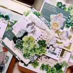 Vintage Green Four-Leaf Clover Shell Foil PET Washi Tape