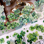 Vintage Green Four-Leaf Clover Shell Foil PET Washi Tape