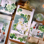 Vintage Green Four-Leaf Clover Shell Foil PET Washi Tape