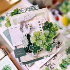 Vintage Green Four-Leaf Clover Shell Foil PET Washi Tape