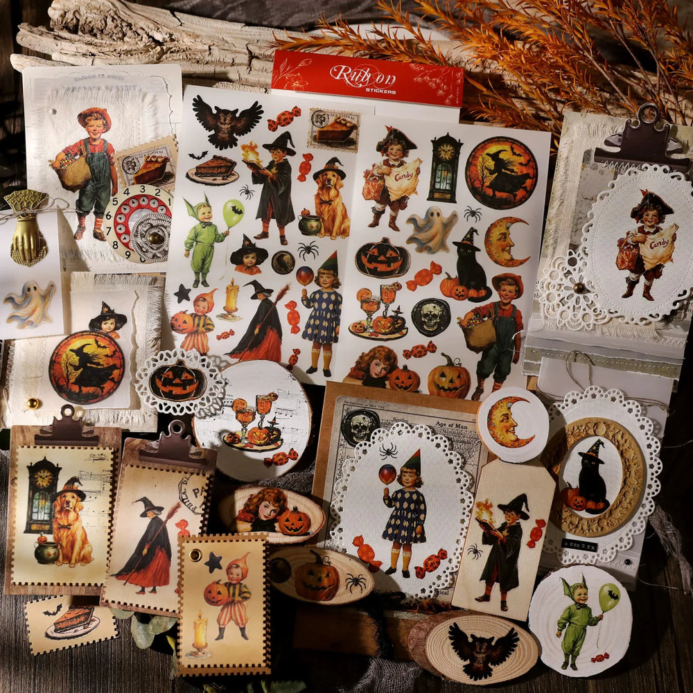 Vintage Halloween Rub-On Transfer-Sticker für Scrapbooking und DIY-Bastelarbeiten