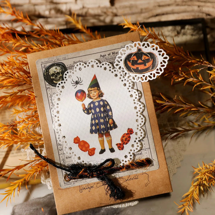 Vintage Halloween Rub-On Transfer Stickers for Scrapbooking DIY Crafts