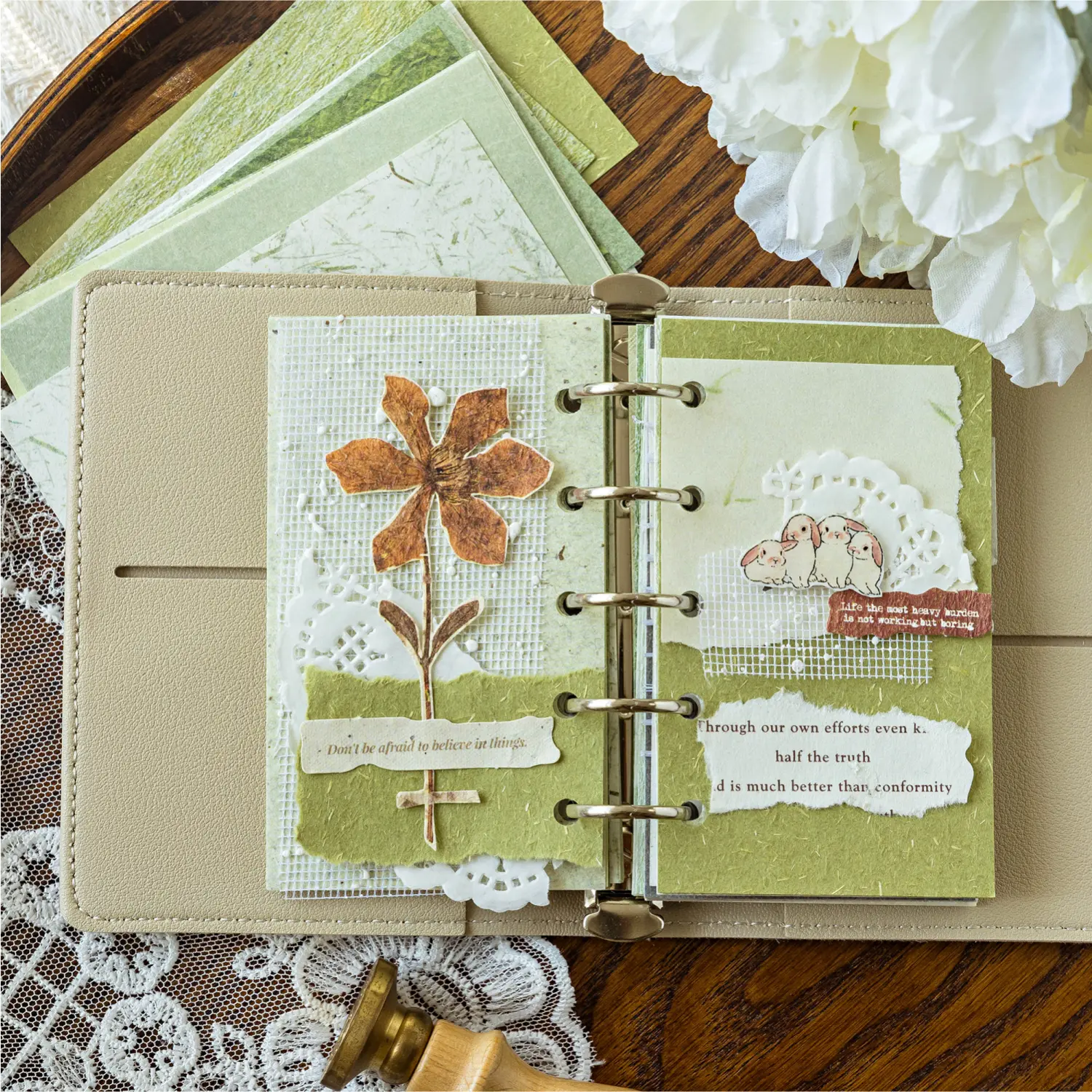 Vintage Journaling-Papier-Set | Scrapbooking-Papier für M5-Ordner