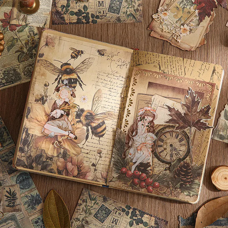 Vintage-Journaling-Papierbuch | Natur-Scrapbooking-Papier mit Früchten und Waldmotiven