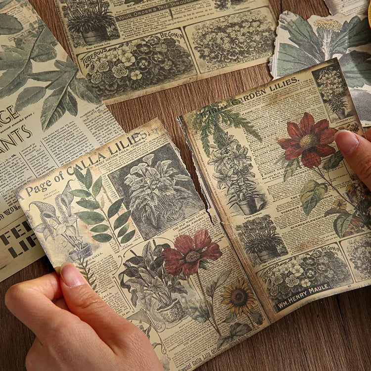 Vintage-Journaling-Papierbuch | Natur-Scrapbooking-Papier mit Früchten und Waldmotiven