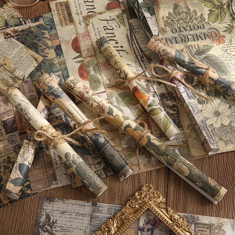 Vintage-Journaling-Papierbuch | Natur-Scrapbooking-Papier mit Früchten und Waldmotiven