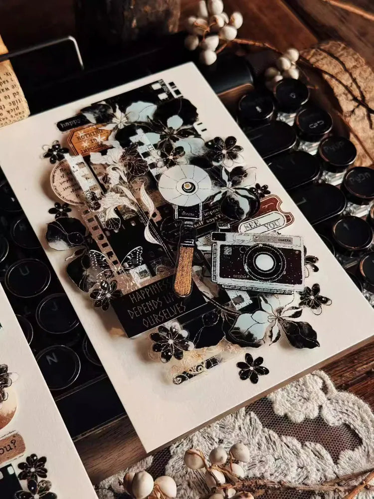 Vintage Lace PET Washi Tape | Black & White / Retro Lace Journaling Ephemera