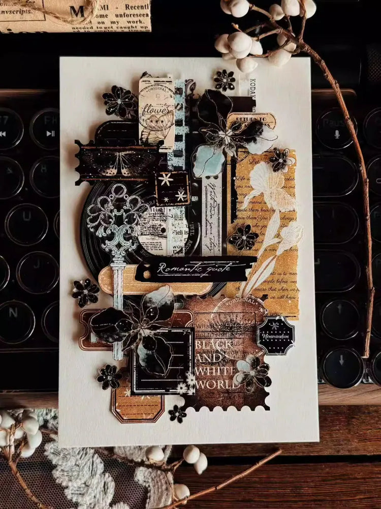 Vintage Lace PET Washi Tape | Black & White / Retro Lace Journaling Ephemera