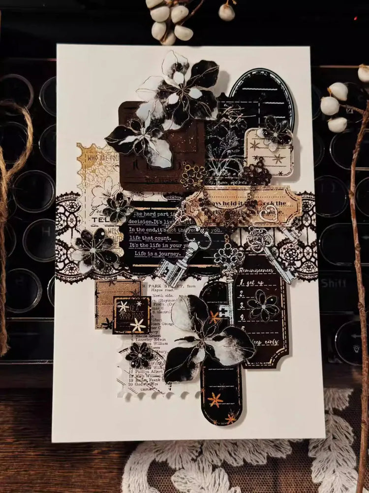 Vintage Lace PET Washi Tape | Black & White / Retro Lace Journaling Ephemera