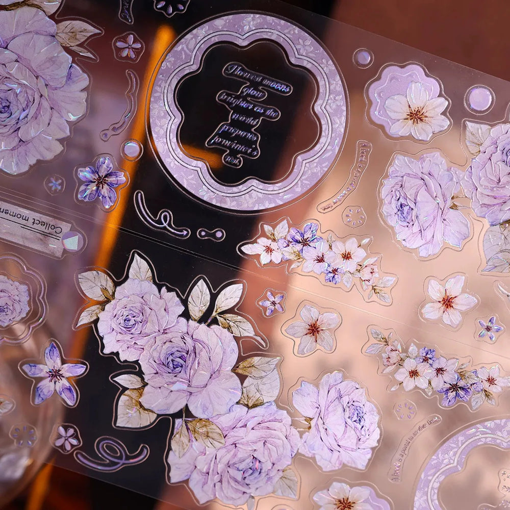 Vintage Lavender Rose Die-Cut Washi PET Tape