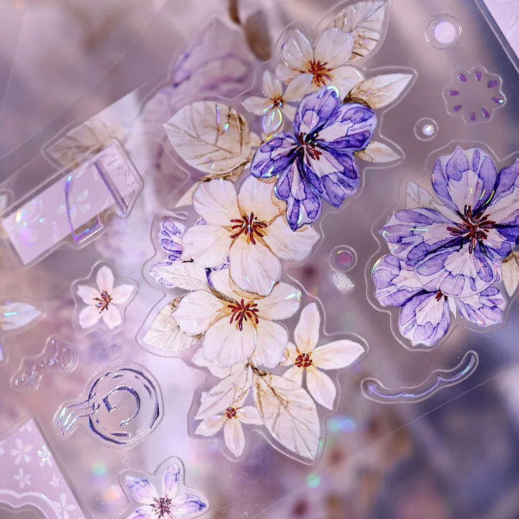 Vintage Lavender Rose Die-Cut Washi PET Tape