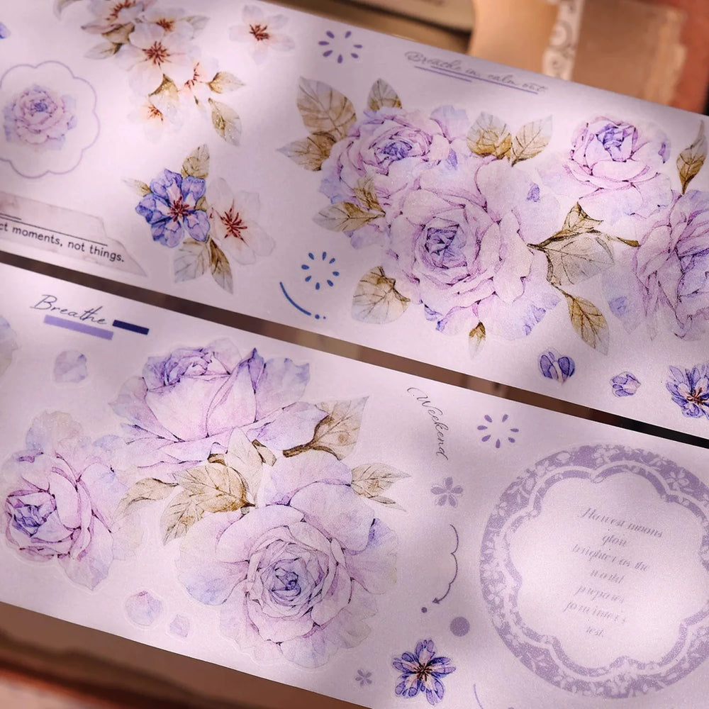 Vintage Lavender Rose Die-Cut Washi PET Tape
