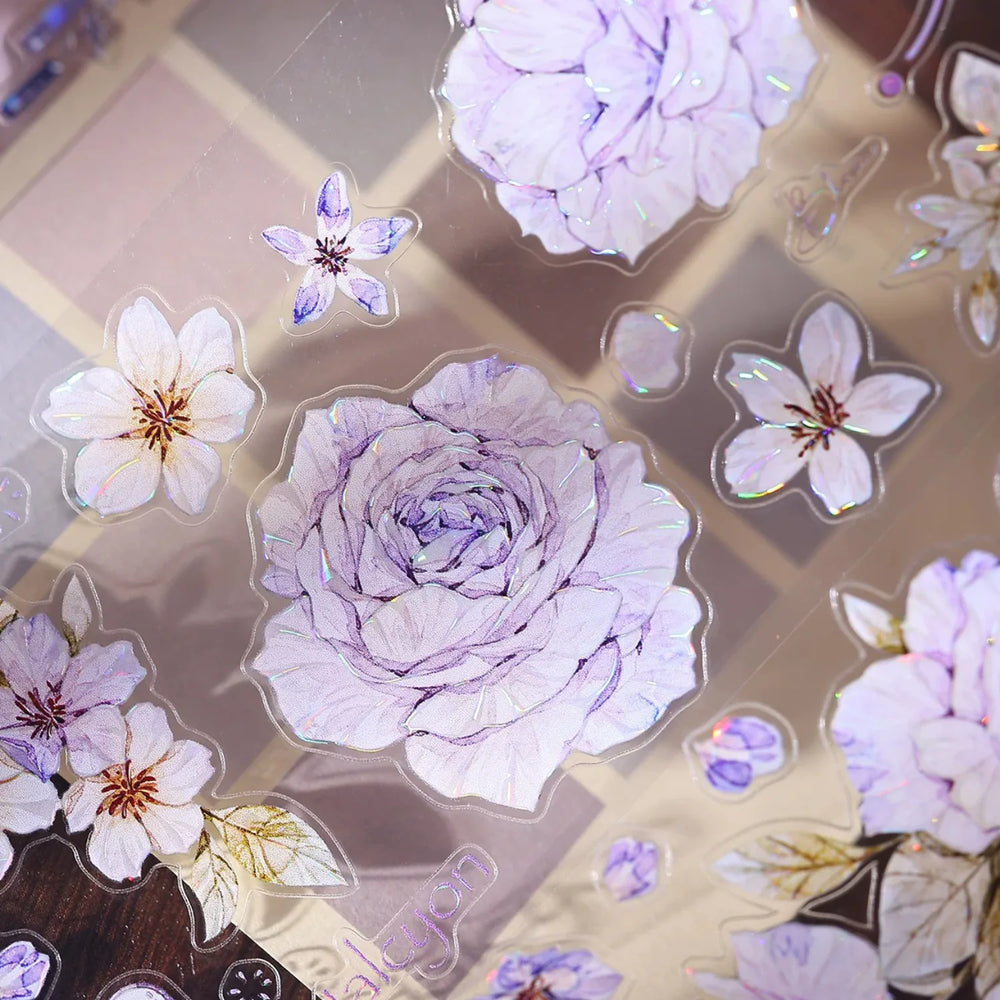 Vintage Lavender Rose Die-Cut Washi PET Tape
