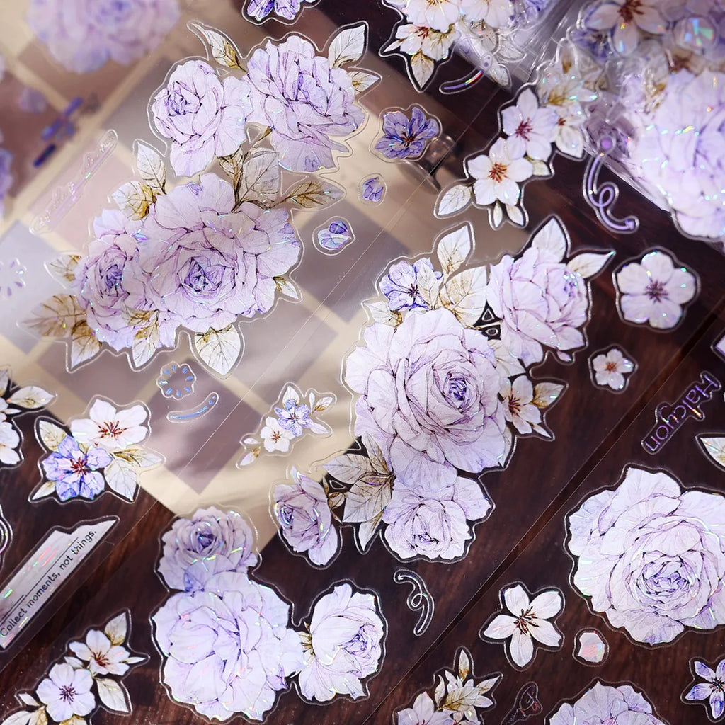 Vintage Lavender Rose Die-Cut Washi PET Tape