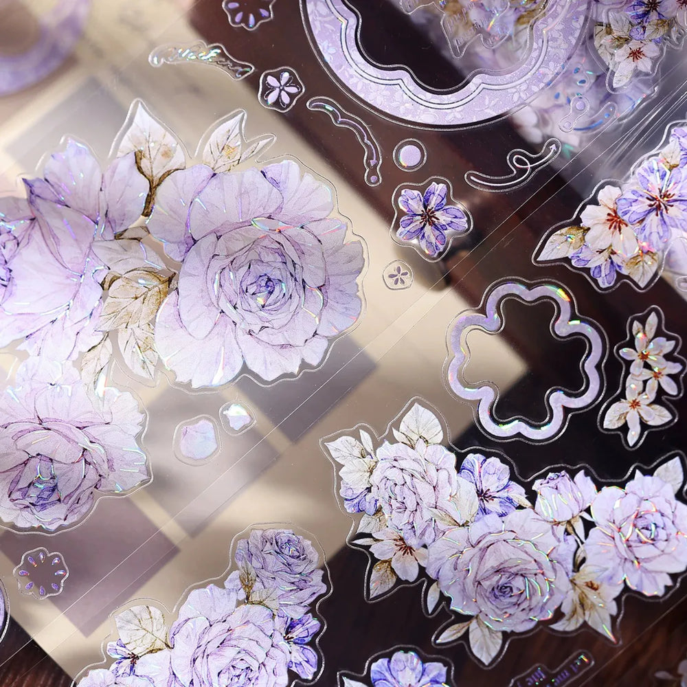 Vintage Lavender Rose Die-Cut Washi PET Tape