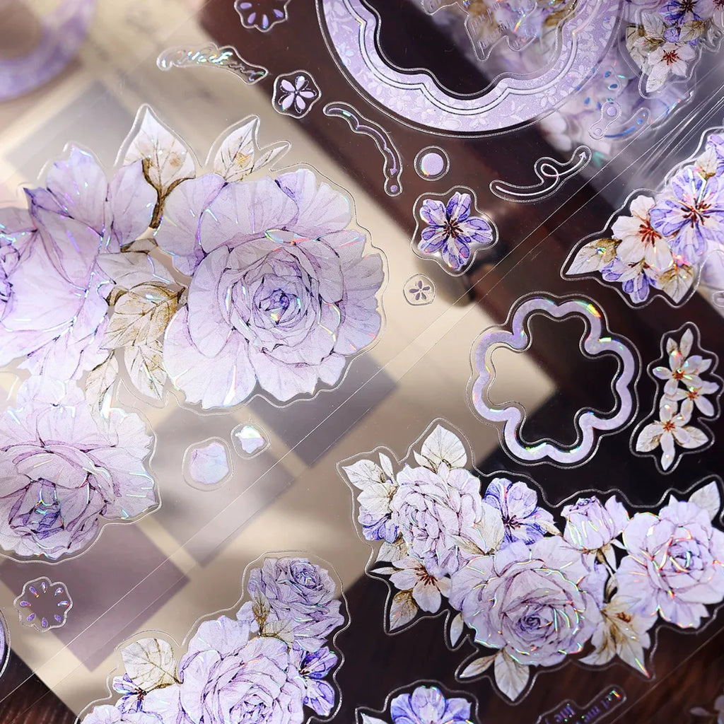 Vintage Lavender Rose Die-Cut Washi PET Tape