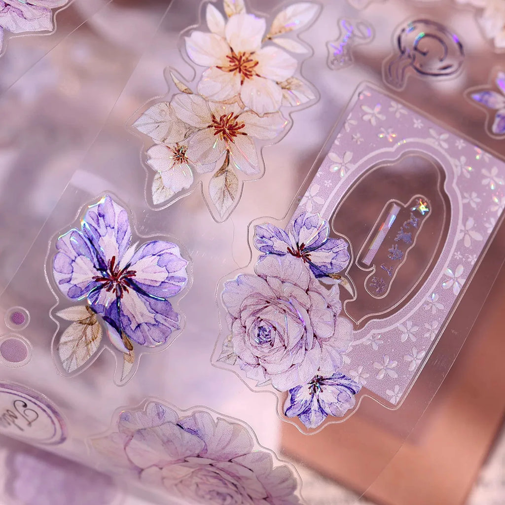Vintage Lavender Rose Die-Cut Washi PET Tape