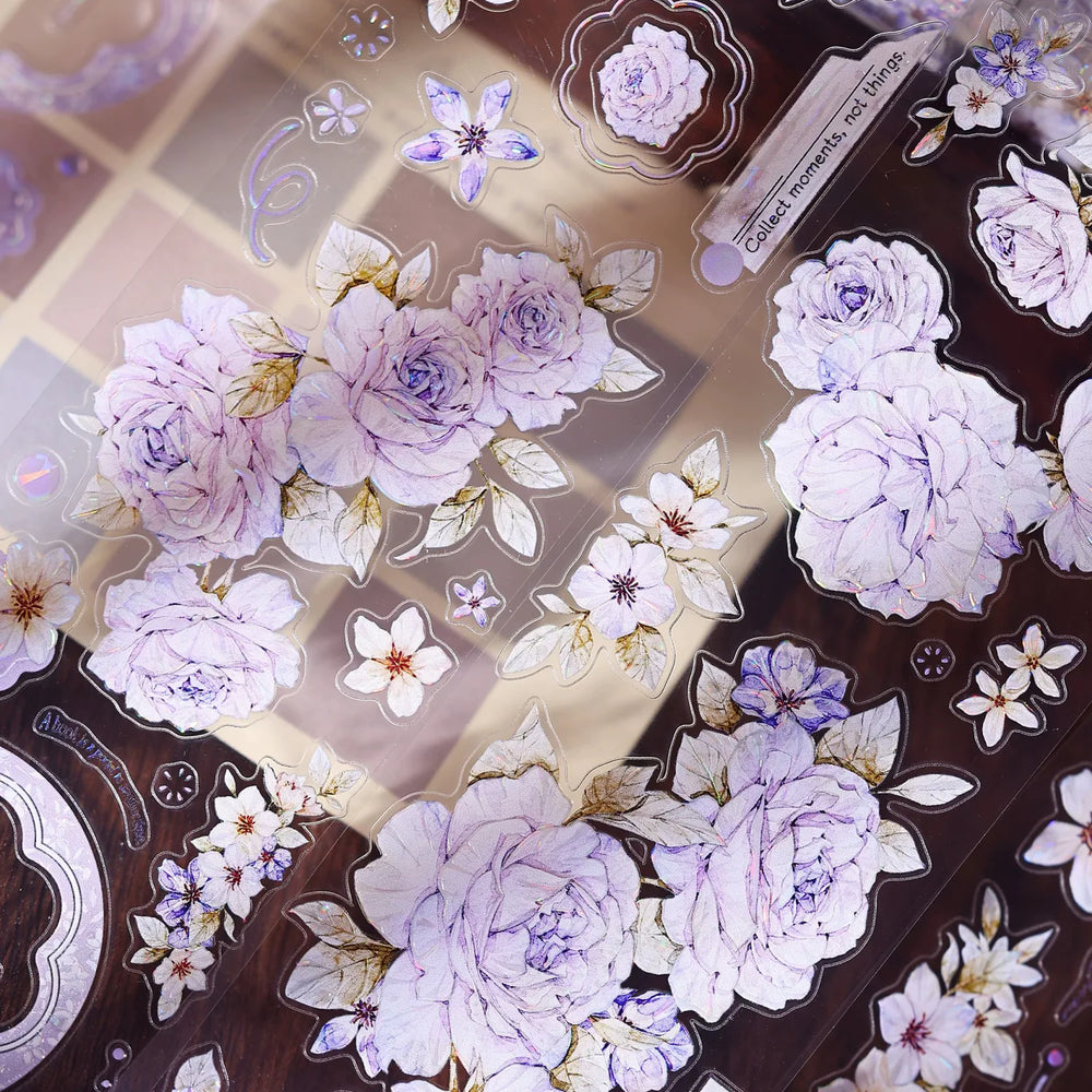 Vintage Lavender Rose Die-Cut Washi PET Tape