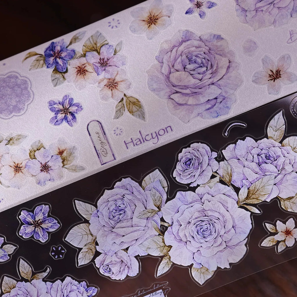 Vintage Lavender Rose Die-Cut Washi PET Tape