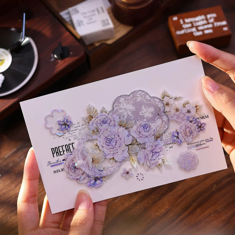 Vintage Lavender Rose Die-Cut Washi PET Tape