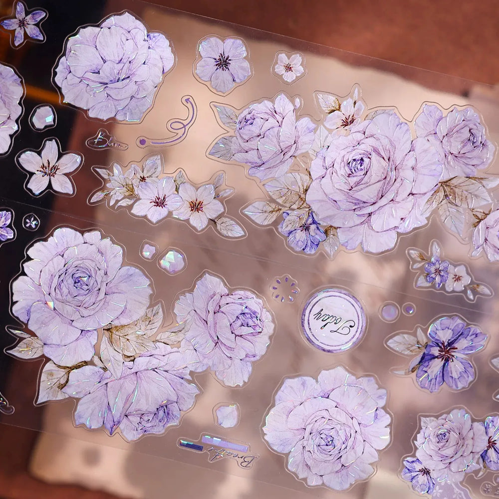Vintage Lavender Rose Die-Cut Washi PET Tape
