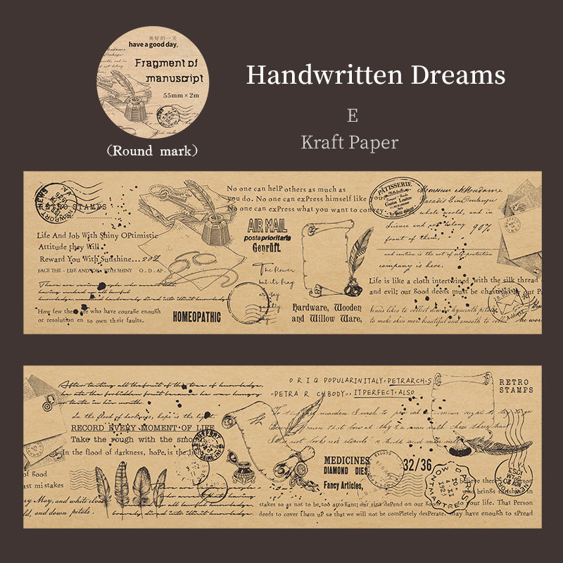 ヴィンテージ マニュスクリプト 紙テープ セット (ジャーナリング・スクラップブッキング用)