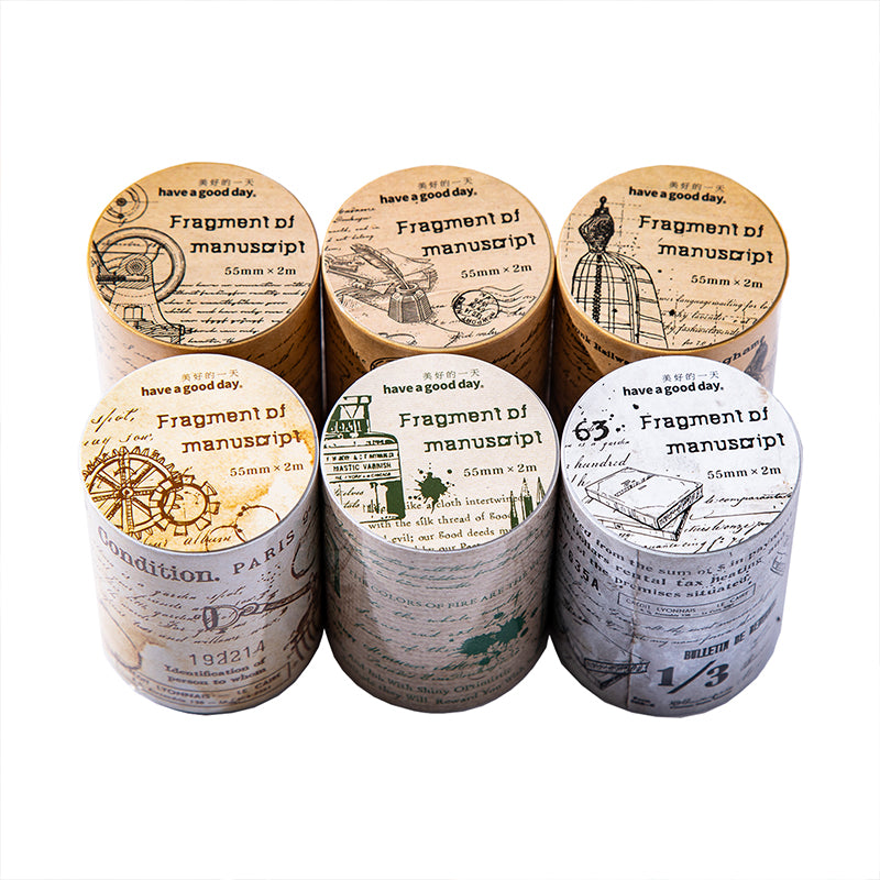 ヴィンテージ マニュスクリプト 紙テープ セット (ジャーナリング・スクラップブッキング用)