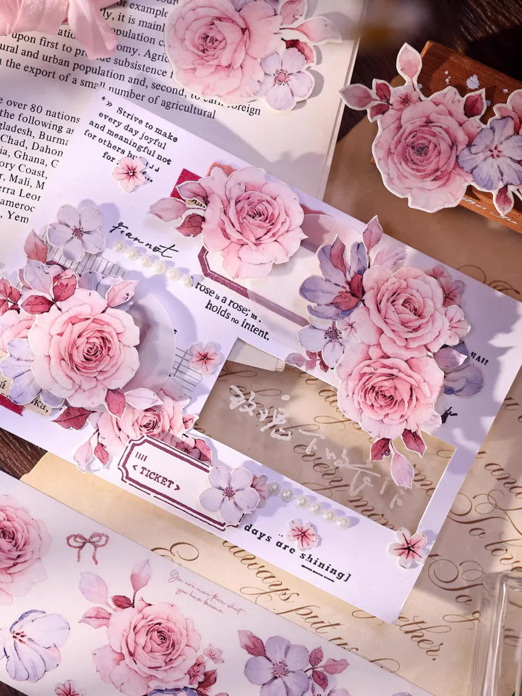 Vintage Mint Floral Washi & PET Tape