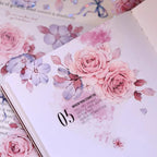 Vintage Mint Blumen Washi & PET Tape | Gestanztes Muschelfolien-Journaling-Tape