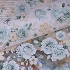 Vintage Mint Blumen Washi & PET Tape | Gestanztes Muschelfolien-Journaling-Tape