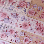 Vintage Mint Blumen Washi & PET Tape | Gestanztes Muschelfolien-Journaling-Tape