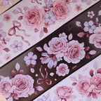 Vintage Mint Blumen Washi & PET Tape | Gestanztes Muschelfolien-Journaling-Tape