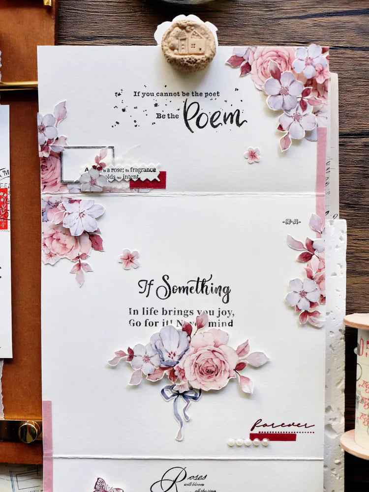 Vintage Mint Floral Washi & PET Tape