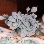 Vintage Mint Blumen Washi & PET Tape | Gestanztes Muschelfolien-Journaling-Tape